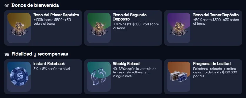 Bonos SpinCrypto Argentina: paquete de bienvenida, Rakeback y Reload