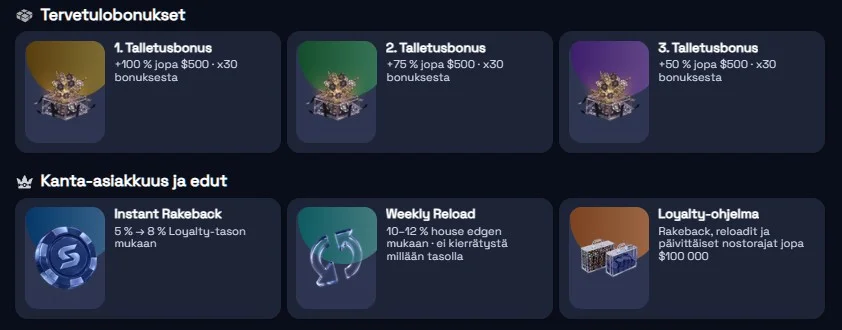 SpinCrypto-bonukset Suomessa: tervetulobonus & Rakeback 2026