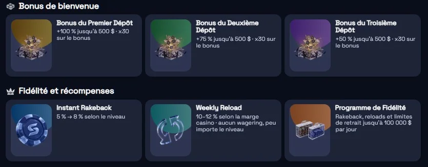 Bonus SpinCrypto Canada : bonus de bienvenue et rakeback 2026